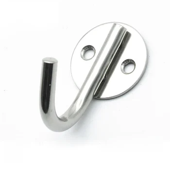 

20pcs European-style Bathroom Stainless Steel Round Bottom Coat Hook Solid Bathroom Door Single Hook Bright Light Coat Hooks