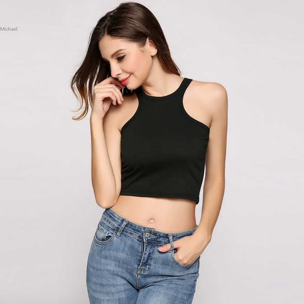 Fanala Fashion 2017 Summer Cotton Women Crop Top O Neck Sexy Casual 