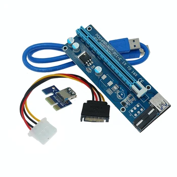 

PCI-E PCIE PCI Express 1X To 16X With 4pin Extension Riser Card With USB3.0 Adapter Cable 60cm For GPU Miner Riser