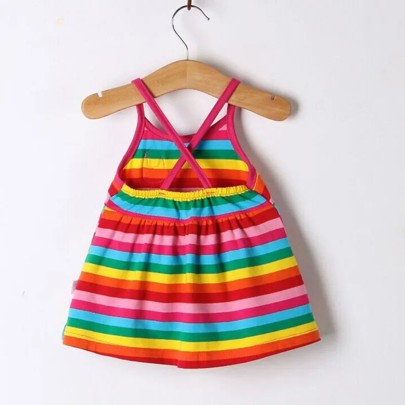 Платье в полоску для новорожденных девочек детский праздничный сарафан без рукавов с радугой для детей от 0 до 18 месяцев, Новинка