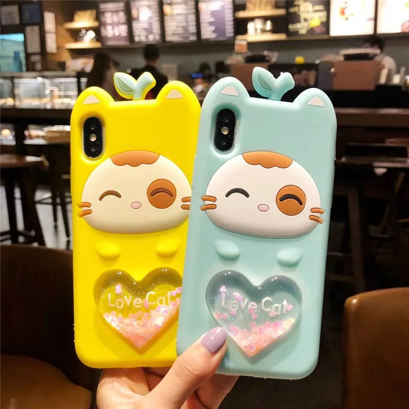 3D блеск милый единорог; Фламинго резиновый чехол для iPhone 5 5S 5C 6 6 S 7 Plus Мягкий силиконовый мультяшный чехол для iPhone X 8 plus XS Max