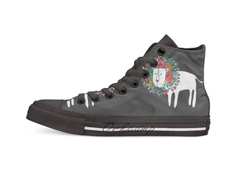 

Flower Lion Design breathable Casual High Top lace-up Canvas shoes sneakers