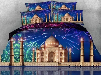 

New 3D Print Bedding Sets Twin Full Queen Super Cal King Size Bed Bedspread Comforter Duvet Covers Russian Castle Fireworks Blue