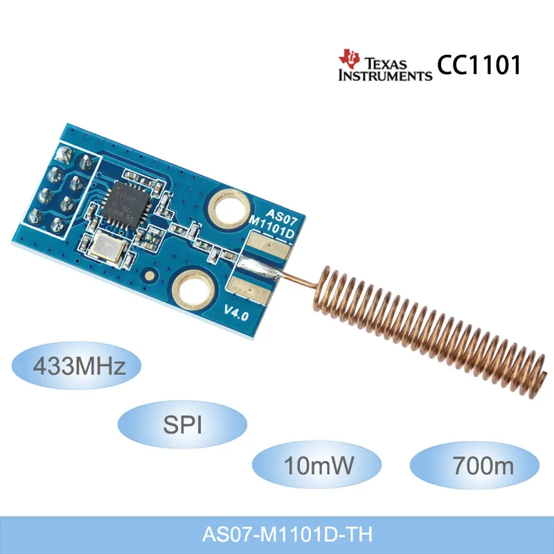 

433MHz CC1101 Wireless RF module SPI Wireless Data Transceiver Module rf 10mW Transmitter and Receiver with spring antenna