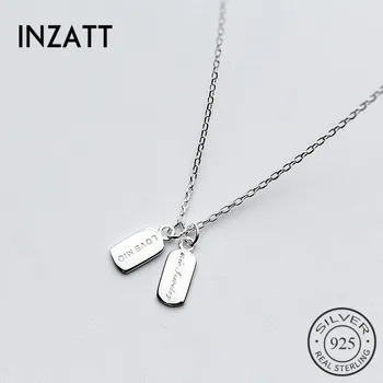 

INZATT Punk Geometric Square Letter Pendant Necklace Fashion 925 Sterling Silver Jewelry LOVE romantic Party Accessories Gift