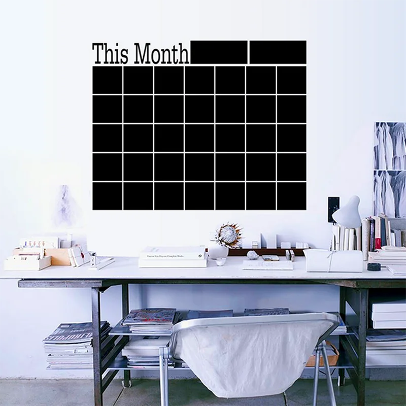 DIY58x43cm Monthly chalkboard wall sticker,Blackboard Removable Vinyl Wall Sticker Chalkboard Calendar Decal Planner Mural