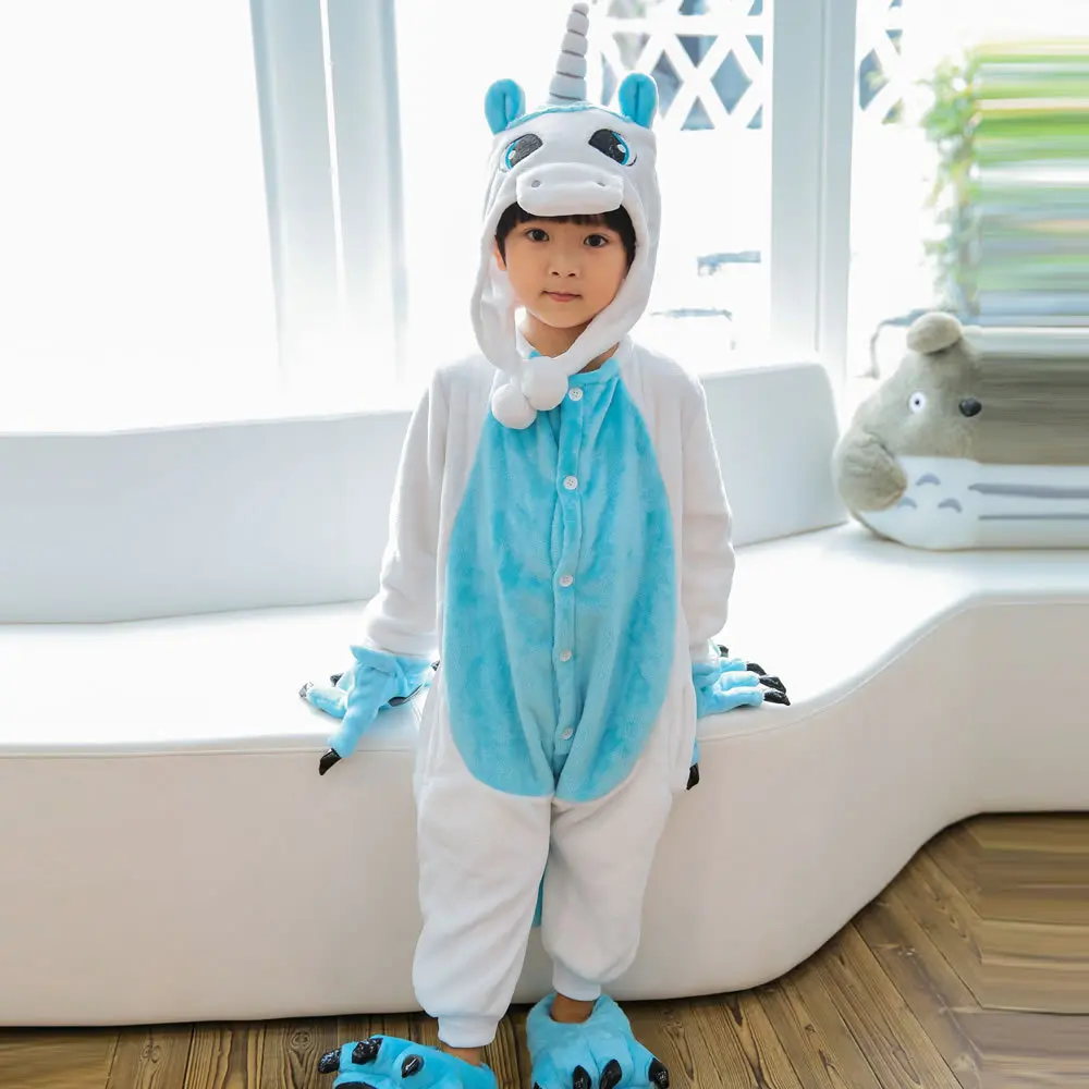 Новые пижамы для девочек и мальчиков в стиле животных для косплея Детская пижама для детей от 0 до 11 лет Единорог пикачу миньоны - Цвет: 9