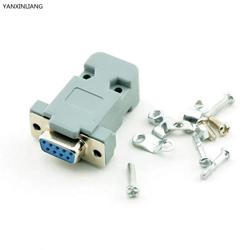 10PCS New RS232 Serial Port Connector DB9 Female Socket+Shell Plastic
