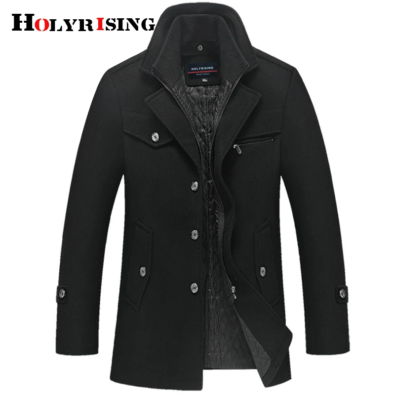 Holyrising мужское шерстяное пальто Толстые мужские и куртки теплые полупальто 5XL