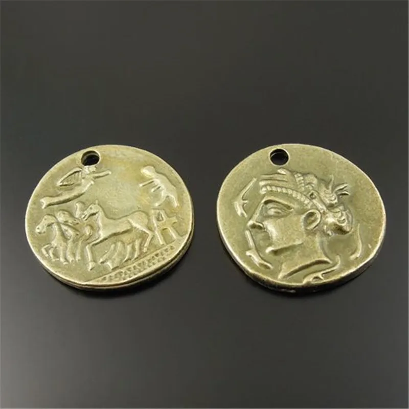 

16PCS Round Alloy Coin Charms Jewelry Findings DIY Man Wholesale vintage style antique bronze circular coins charm pendant 33031