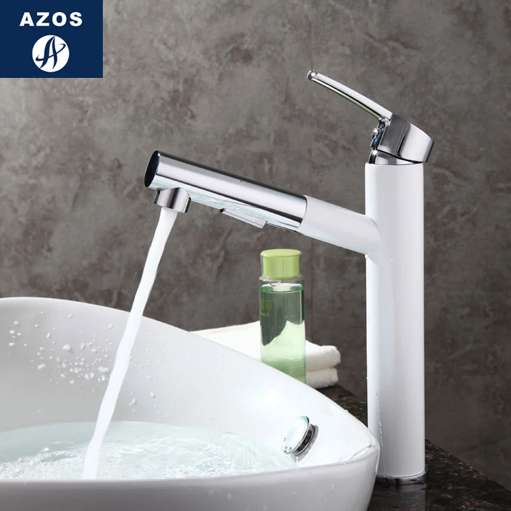 Bathroom Faucet Pull Out Single Handle Shower Swivel Spout Vessel Sink