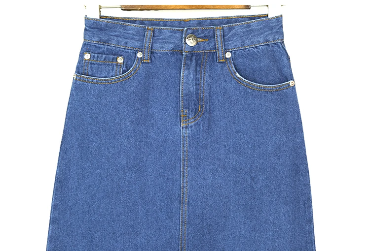 Новинка, Корейская Осенняя джинсовая юбка с карманами, тонкая джинсовая юбка большого размера, простая Женская юбка миди