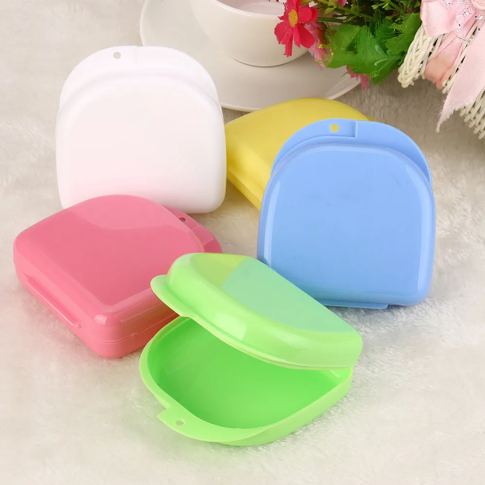 

Denture Bath Appliance False Teeth Box Storage Case Rinsing Basket