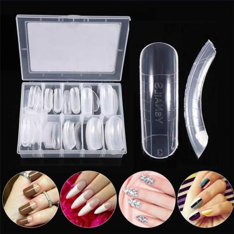 Poly Gel 120 Pcs False Nails Clear Professional Dual System Full Nail Tips Artificial DIY