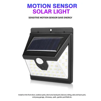 

40 Led Outdoor Solar Wall Lamp Motion Sensor Waterproof Light Garden Light Path Emergency Security Light 3 Sided Luminous