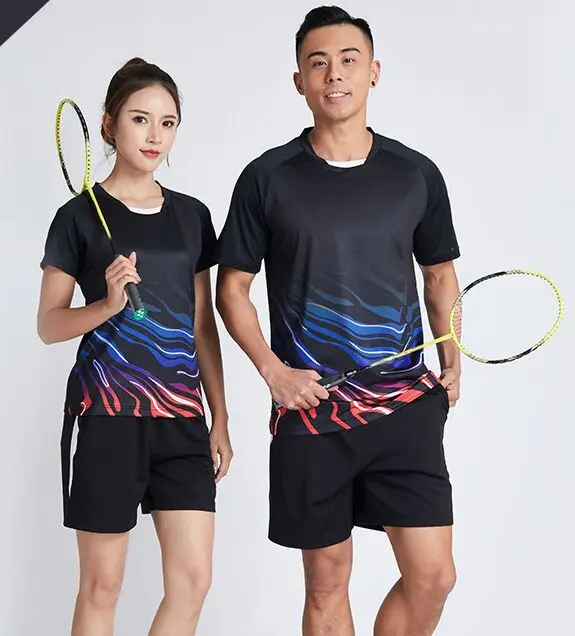 Женские теннисные футболки+ шорты, Женский Быстросохнущий комплект для бадминтона, спортивная одежда для девочек, одежда для настольного тенниса, футболка для бега