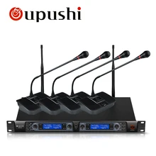 Oupushi HY314 4 канала Беспроводной микрофон Высокая чувствительность UHF& PPL конденсаторный микрофон конференции заседании
