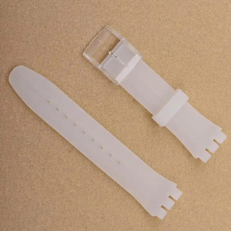 WatchbandHigh Quality Multicolor  17mm 19mm 20mm Silicone Rubber Watch Band Strap For Swatch Rubber Strap Plastic Buckle 