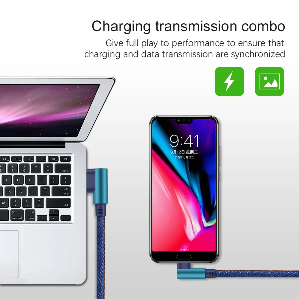 AIFFECT 90 Degree USB Cable For iPhone Fast Charging Micro Cable For Samsung Charger Cable L Type C Mobile Phone Data Cable For HUAWEI XIAOMI 05