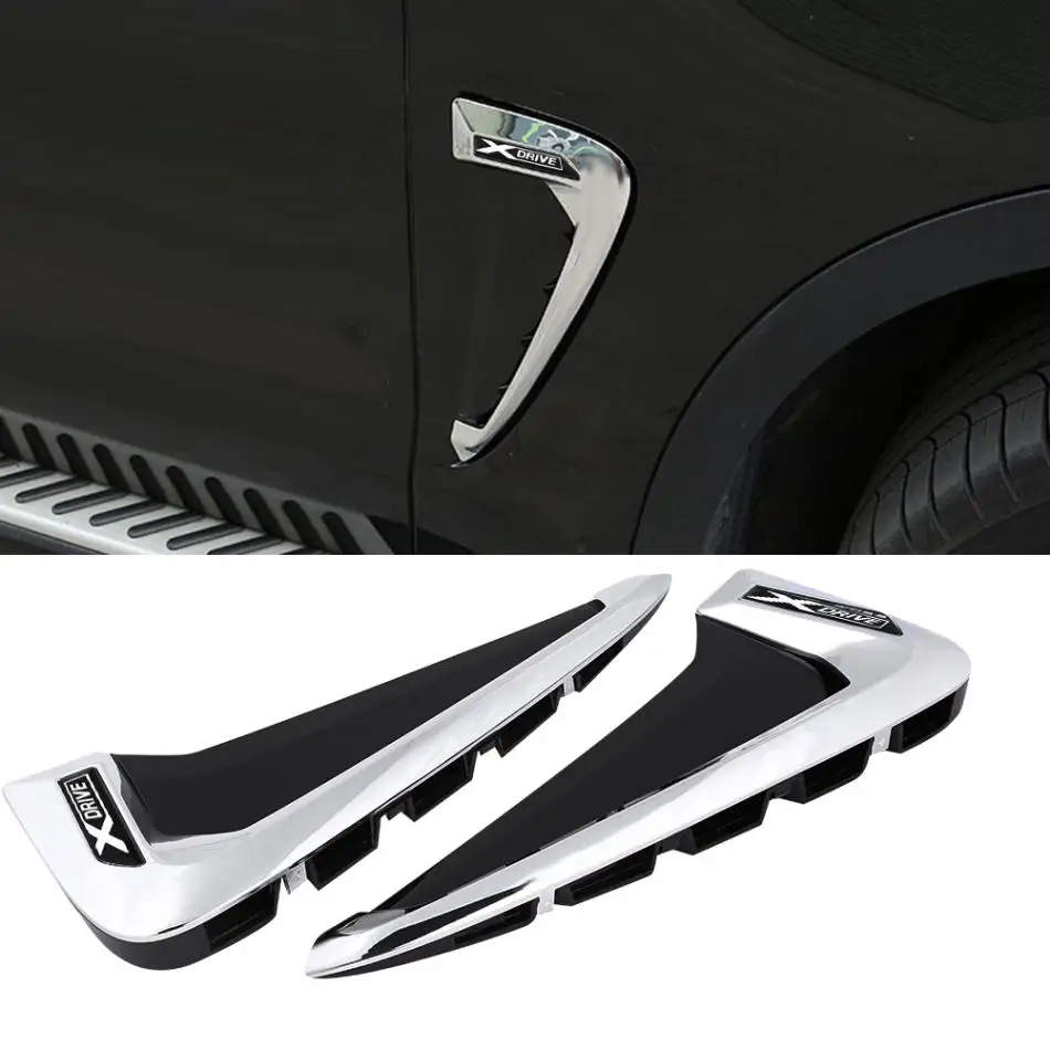 2 шт./компл. ABS автомобилей переднее крыло сторона, устанавливаемое на вентиляционное отверстие в салоне автомобиля Накладка для BMW X5 F15- акула жабры боковые вентиляционные Стикеры