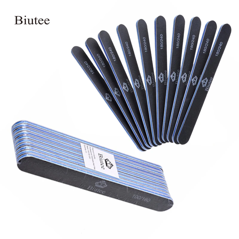 Biutee 10 шт. черные буферные пилки для ногтей 180/240 буфер Черный двусторонний 240