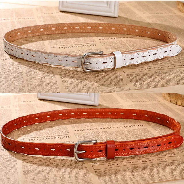 New 100% Genuine Leather Pin Buckle Belt For Women