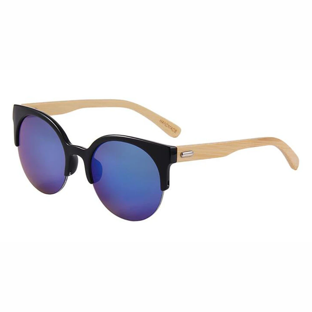 

BerWer New Women Men Fashion Bamboo Sunglasses Plastic Frame With Bamboo Temples Sunglass