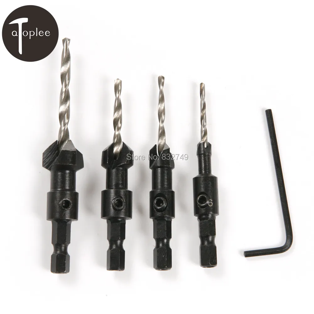 

4 PCS Round Shank Hole Drilling Woodworking Drill Bits HSS4241 Wood Drilling Tools With Small Wrench