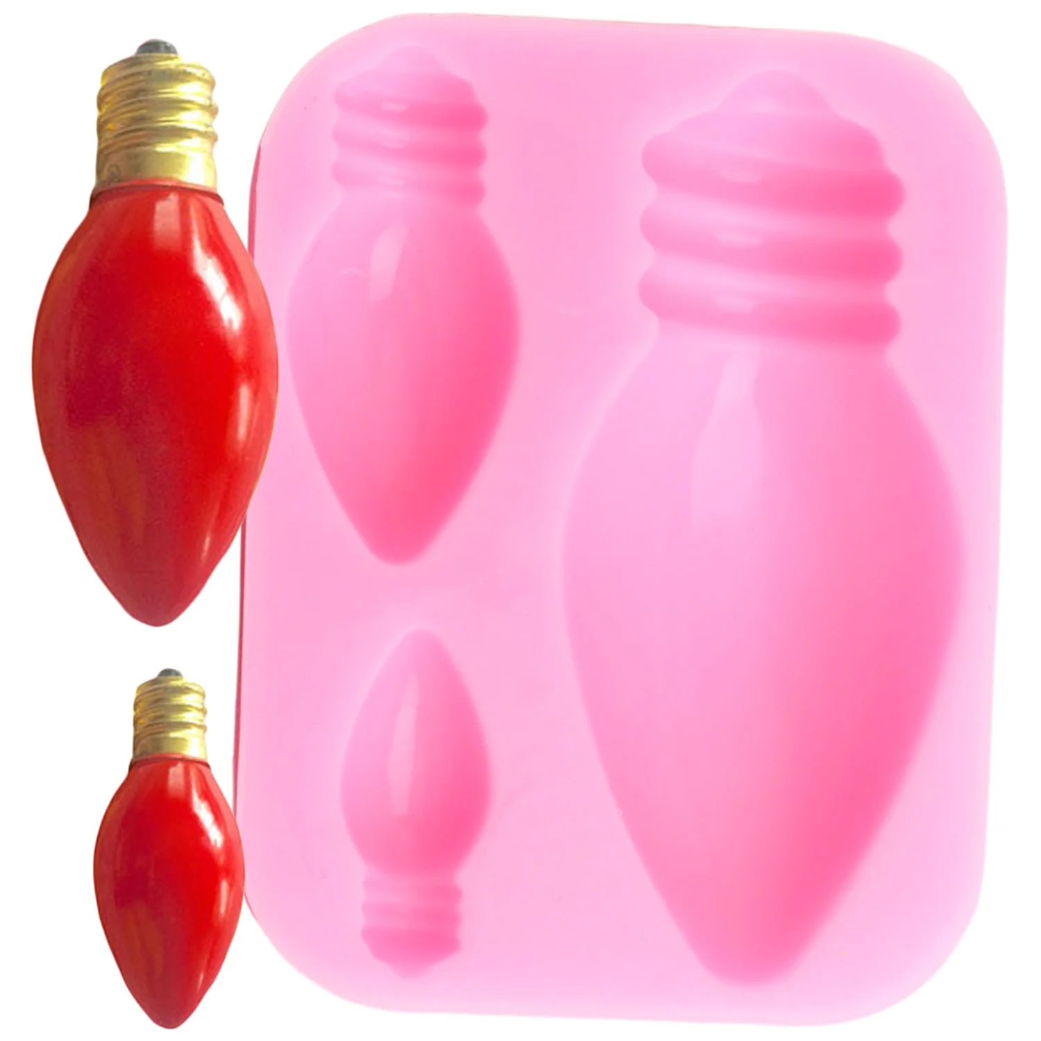 

3D Bulb Tree Light Fondant Mold Party Cake Decorating Tool Silicone Mould Chocolate Candy Sugarcraft Molds Kitchen Baking Moulds