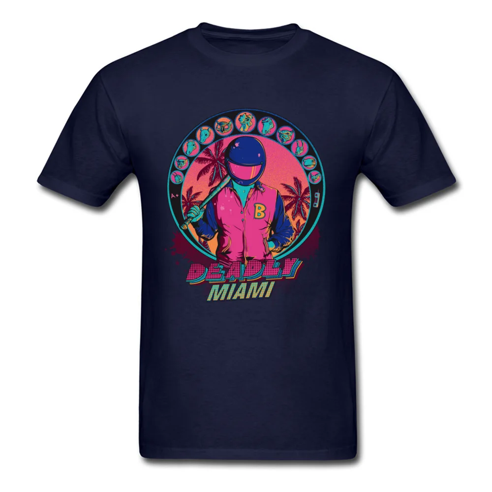 Deadly Miami Leisure T-shirts for Men 100% Cotton Fabric VALENTINE DAY Tops Tees Tee Shirts Short Sleeve Latest Crew Neck Deadly Miami navy