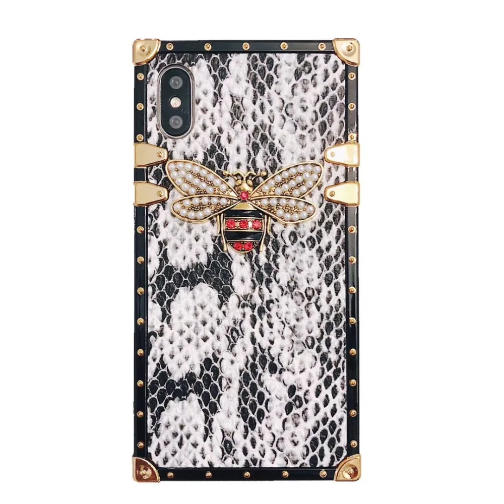 Роскошный блестящий чехол с рисунком пчелы змеи для Apple iPhone Xs Max XR 8 7 7P 6S Plus X задняя