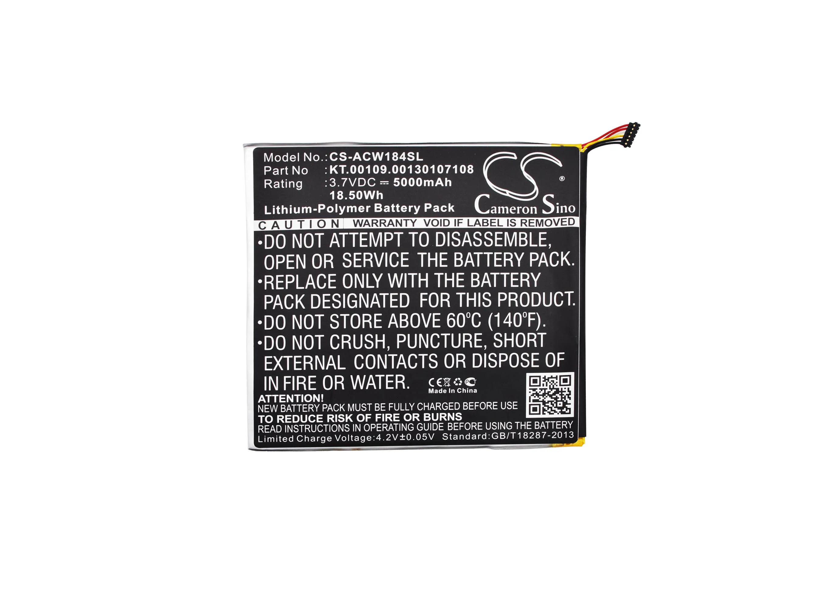 

Cameron Sino 5000mAh Battery 30107108, KT.00109.001 for Acer A1-840-131U, A1-840FHD-10G2, Iconia A1-840FHD-197C, Iconia A1-840