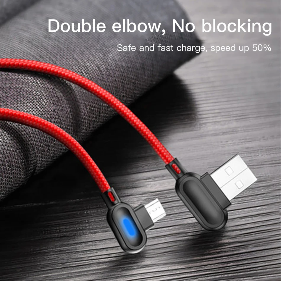 !ACCEZZ 90 Degree Micro USB Cable Fast Charging For Xiaomi Redmi Note 5 Pro Samsung S6 S7 Huawei Tablet Android Data Sync Cables (3)