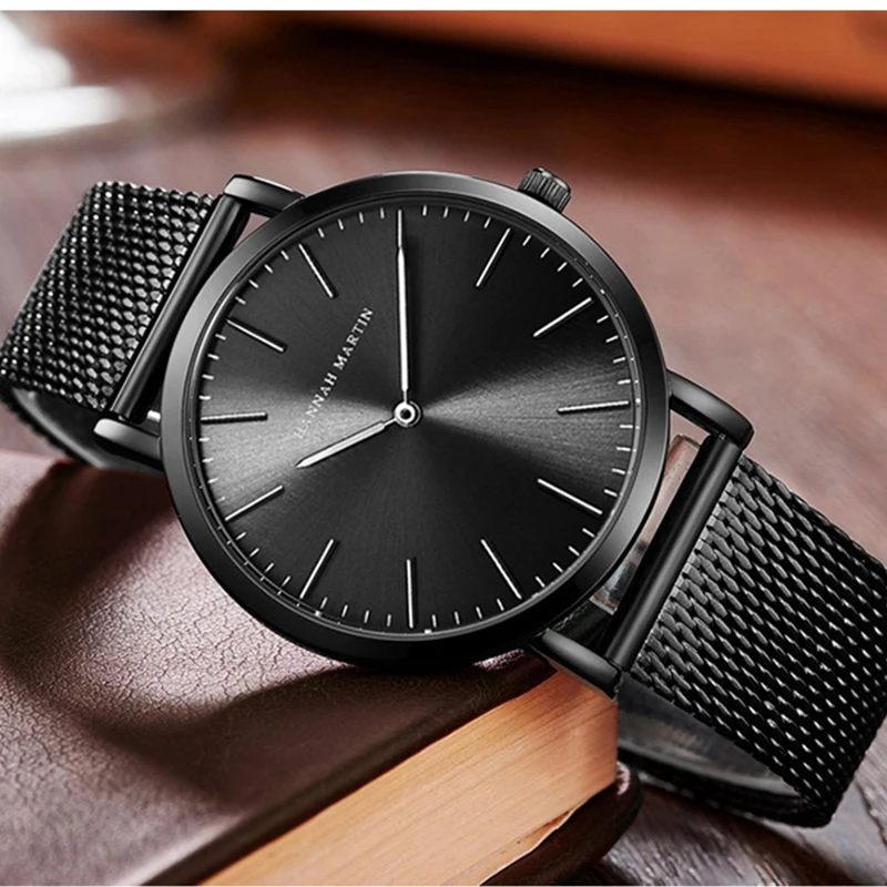 

Black Quartz Stainless Steel Watch Men Waterproof Hardlex Dial Wristwatch Fashion Simple Stylish 2018 Top Luxury Brand Watches
