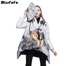 MissFoFo, зимний пуховик CLJ,, новое пальто, элегантное, с рисунком чернил, винтажный, китайский стиль, лотос, пуховик, женский, двусторонний