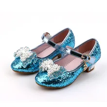 Enfants Nouveau Haut Talon En Cuir Shoes Filles Princesse Perle Paillettes Shoes Enfants Fille Boucle Sangle Papillon Parti Shoes C88