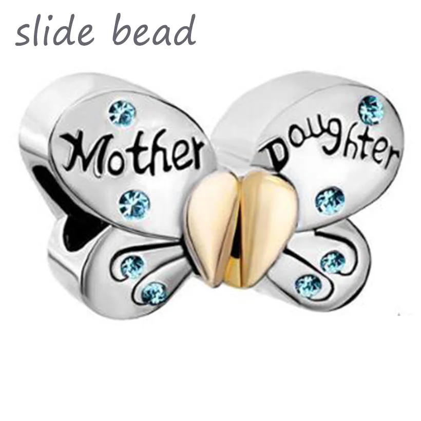 Fit Pandora Charm Bracelets Slide Beads Mother Daughter Fit Pandora Charm Bracelets Slide Beads