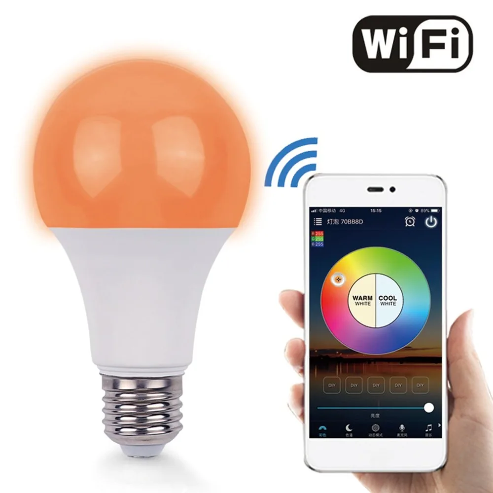 4,5 W/6,5 W E27 подсветка умного Wi-Fi лампы MusicWifi голос Управление Цвет температуры/RGBW сроки лампочки для Android 4,0/IOS9.0