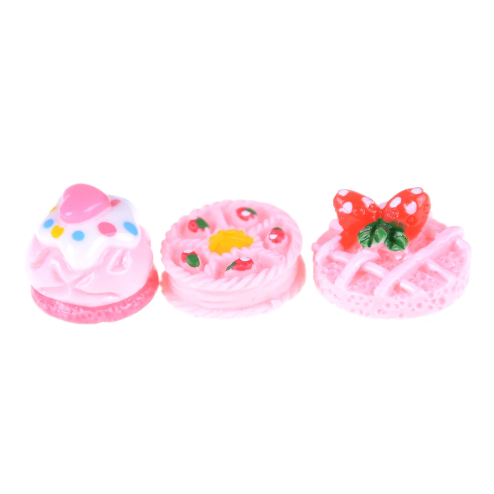 3PCS Kitchen Food Cute Cakes 1:12 Dollhouse Miniature Cakes Food Models Dollhouse Accessories Kitchen Toys Wholesale