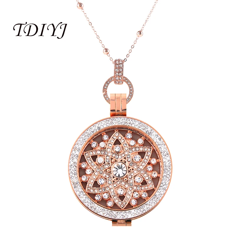 

TDIYJ Bijoux My Coin Collocation Rose Gold Shining Flower Coin Disc Pendant Necklace with Chain and Coin Holder for Women 1Set