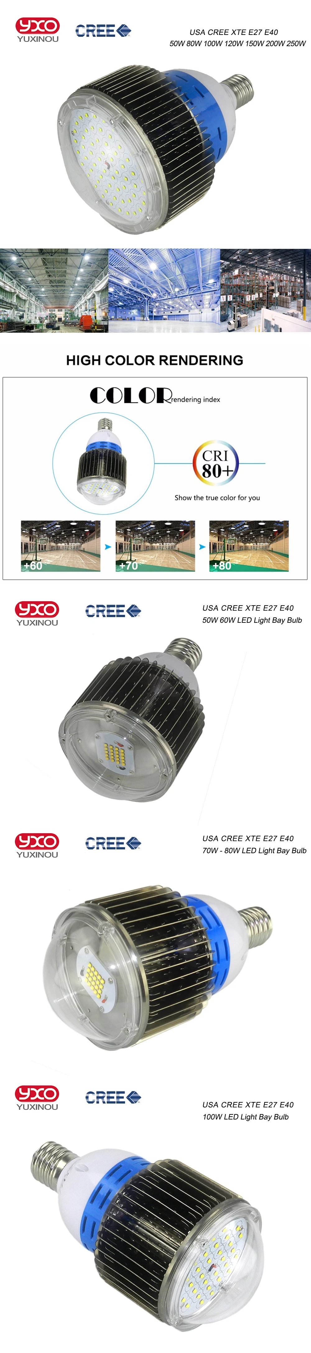 100 Вт 120 Вт 150 Вт 200 Вт 250 Вт 300 Вт cree светодиодный светильник с высоким заливом, светодиодный светильник для завода/склада/торгового центра