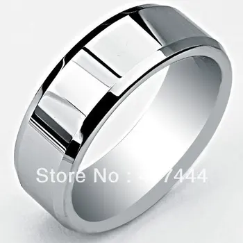 

Free Shipping USA Hot Selling E&C JEWLRY Unique 8MM Beveled Edge Tungsten Carbide Wedding Band Ring (Sizes 6 to 13)