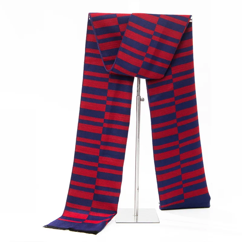 Stripe Red Navy Мужской повседневный кашемировый шарф, мужской модный шарф в клетку, 30 см* 180 см, зимний теплый Гладкий мужской шарф - Цвет: Stripe Red Navy