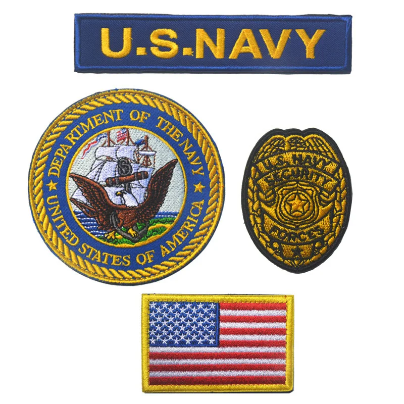 U.S. Navy Tactical Morale Patch 4pcs/lot 3D Embroidered Badge US Navy