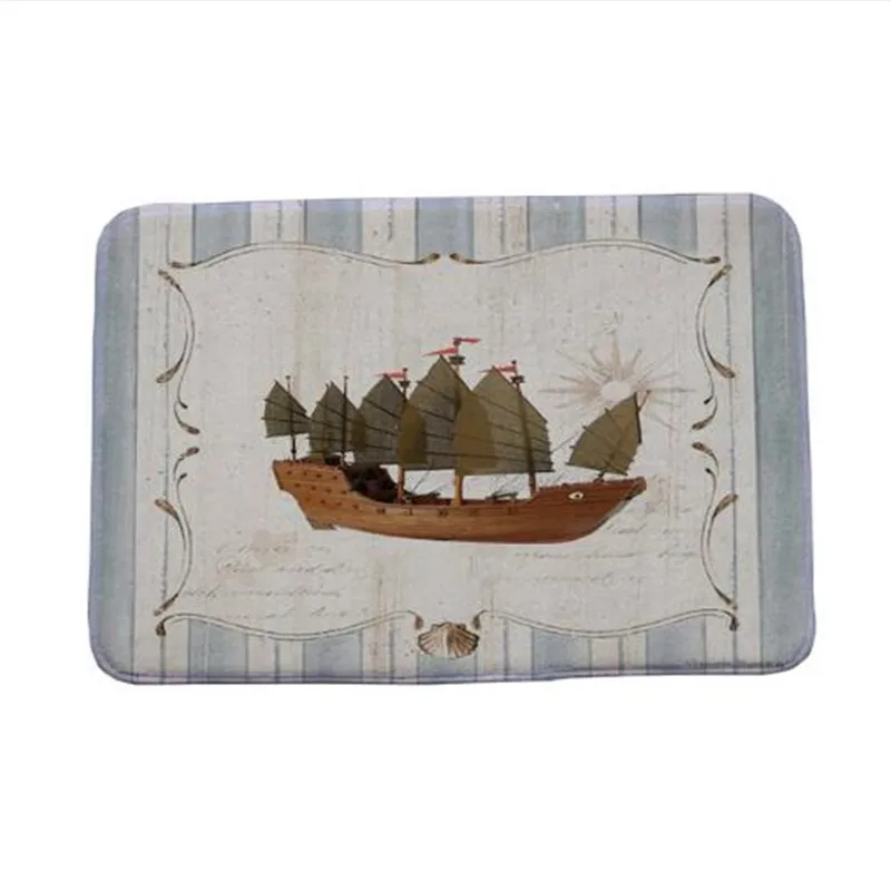 Door Mat Artistic Designer Vintage Helm Compass Boat Anchor Pattern Area Rugs for Home Hallway Stair Kitchen Carpet