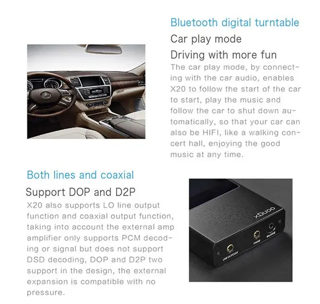 Xduoo X20 DSD256 Hifi портативный Bluetooth 4,0 USB DAC без потерь Музыкальный плеер родная DSD256 PCM384kHz/32 бит баланс