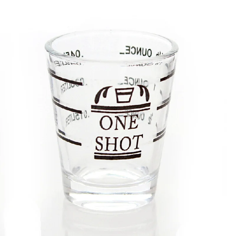 

2pcs 1.5oz Glass Measuring Cup Spirits Cocktails Espresso Coffee Scale Cup Kitchen Bar Tool