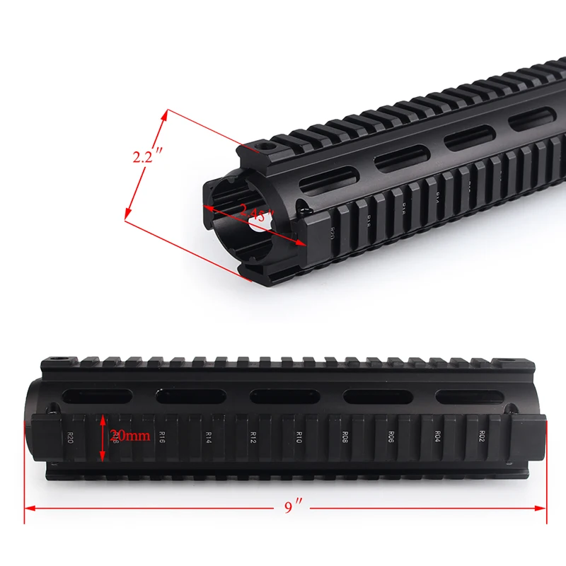 Quad Rail Handguard 4 6.7  9 Keymod Rail Fit Picatinny Weaver for AR15M16 Rifle Hunting Airsoft RL1-0020 (12)