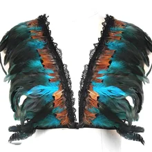 Перья эполеты Тела Бондаж регулируйте плечо сетчатый бюстгальтер Крылья Ангела Готический стимпанк BurningMan платье для вечеринок