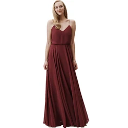 Tiempo De Borgoña De dama De honor vestidos para las mujeres Vestido De Festa Longo De gasa Flowy habitación Vestido para fiesta De boda De playa Tiempo De Borgoña De dama De honor vestidos para las mujeres Vestido De Festa Longo De gasa Flowy habitación Vestido para fiesta De boda De playa